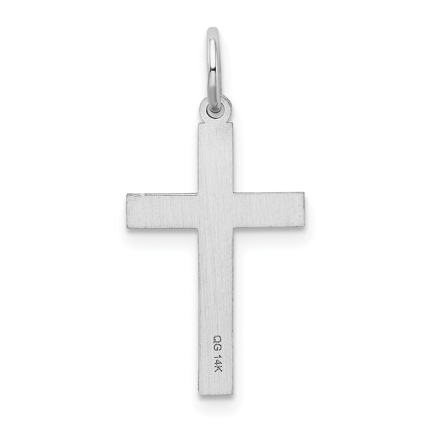 14K White Gold Laser Designed Floral Cross Charm