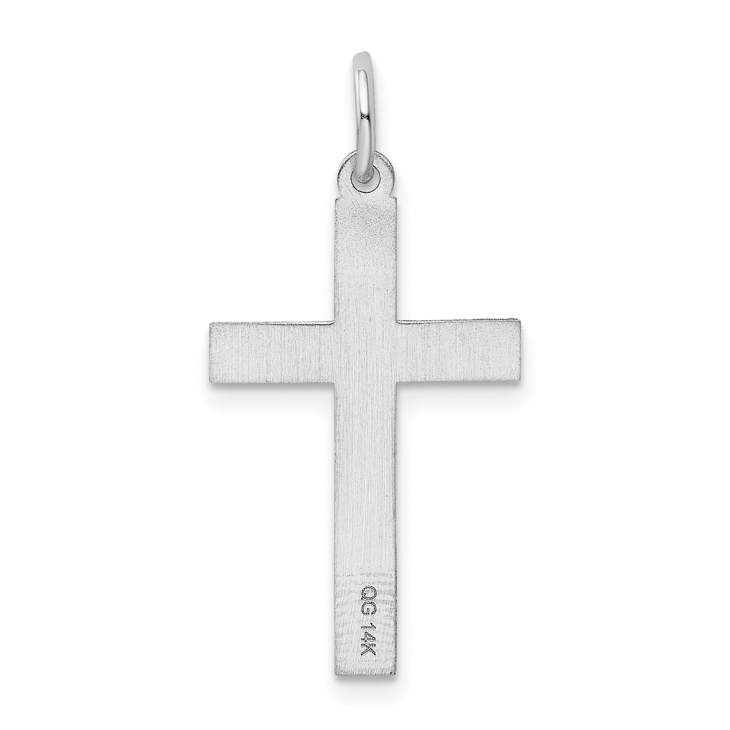 14K White Gold Laser Designed Floral Cross Charm