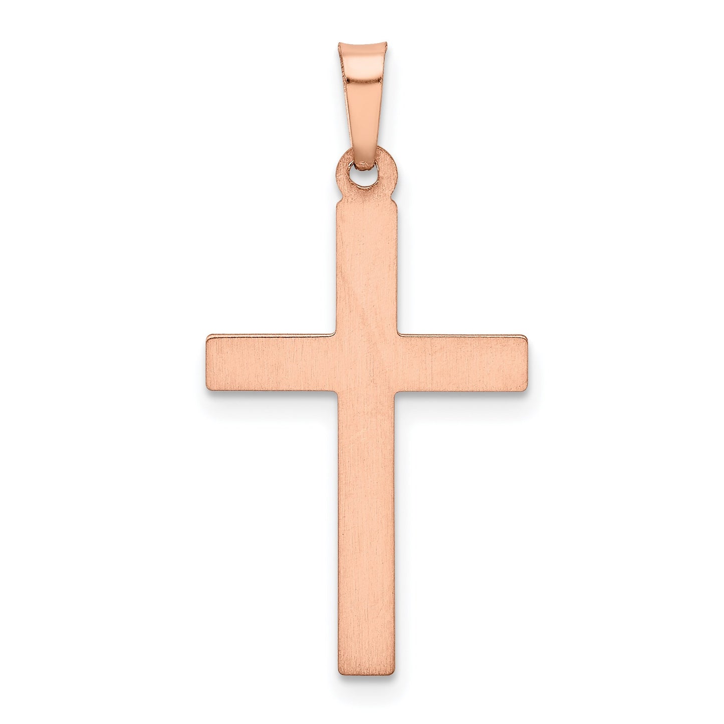 14k Rose Gold and White Rhodium Hollow Cross Pendant