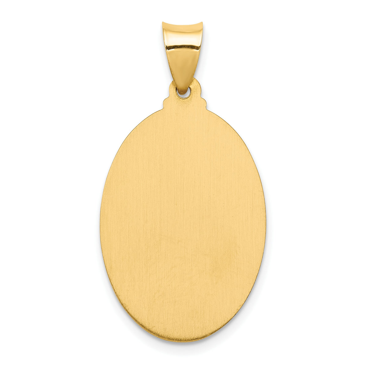 14k Polished and Satin Hollow Sacred Heart of Jesus Medal Oval Pendant