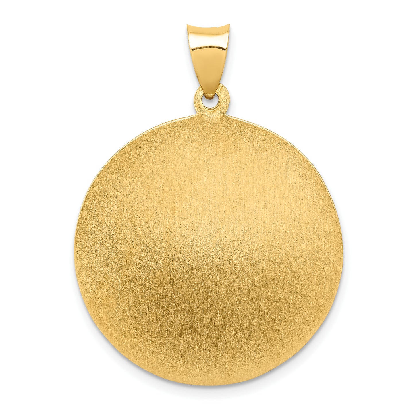 14k Polished and Satin Hollow Large St. Michael Medal Round Pendant