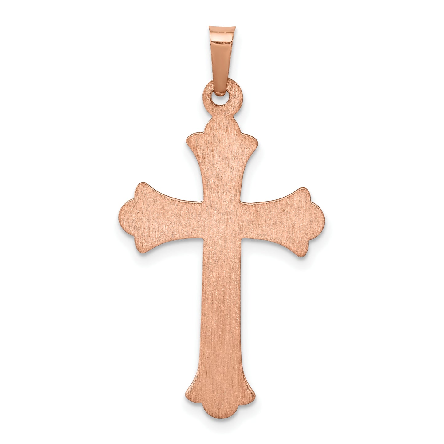 14K Rose Gold and White Rhodium Fleur de Lis Cross Pendant