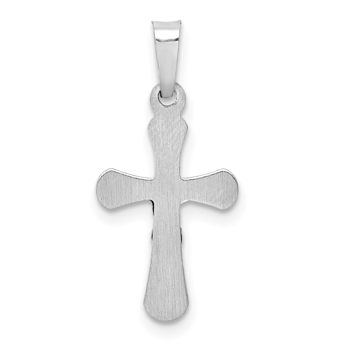 14k White Gold Polished INRI Rounded Crucifix Pendant