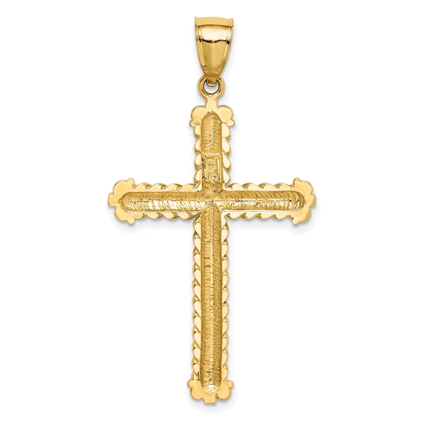 14K Large Diamond-cut Cross Pendant