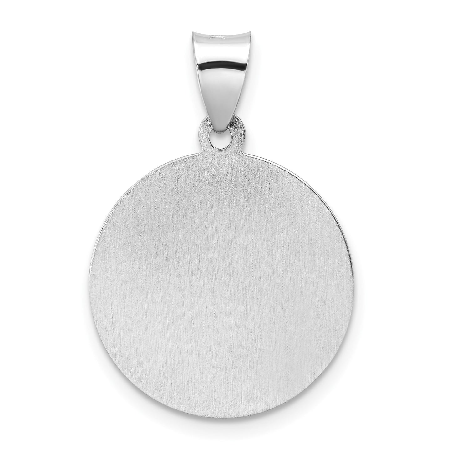 14k White Gold Polished and Satin Hollow St Nicholas Medal Round Pendant