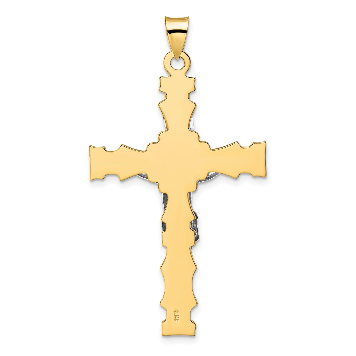 14k Two-tone Large Solid INRI Crucifix Pendant