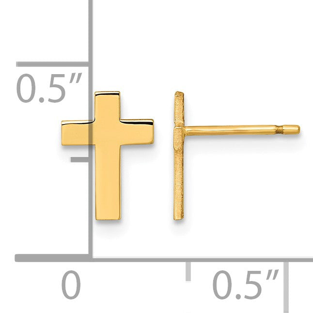 14k Polished Small Cross Post Earrings
