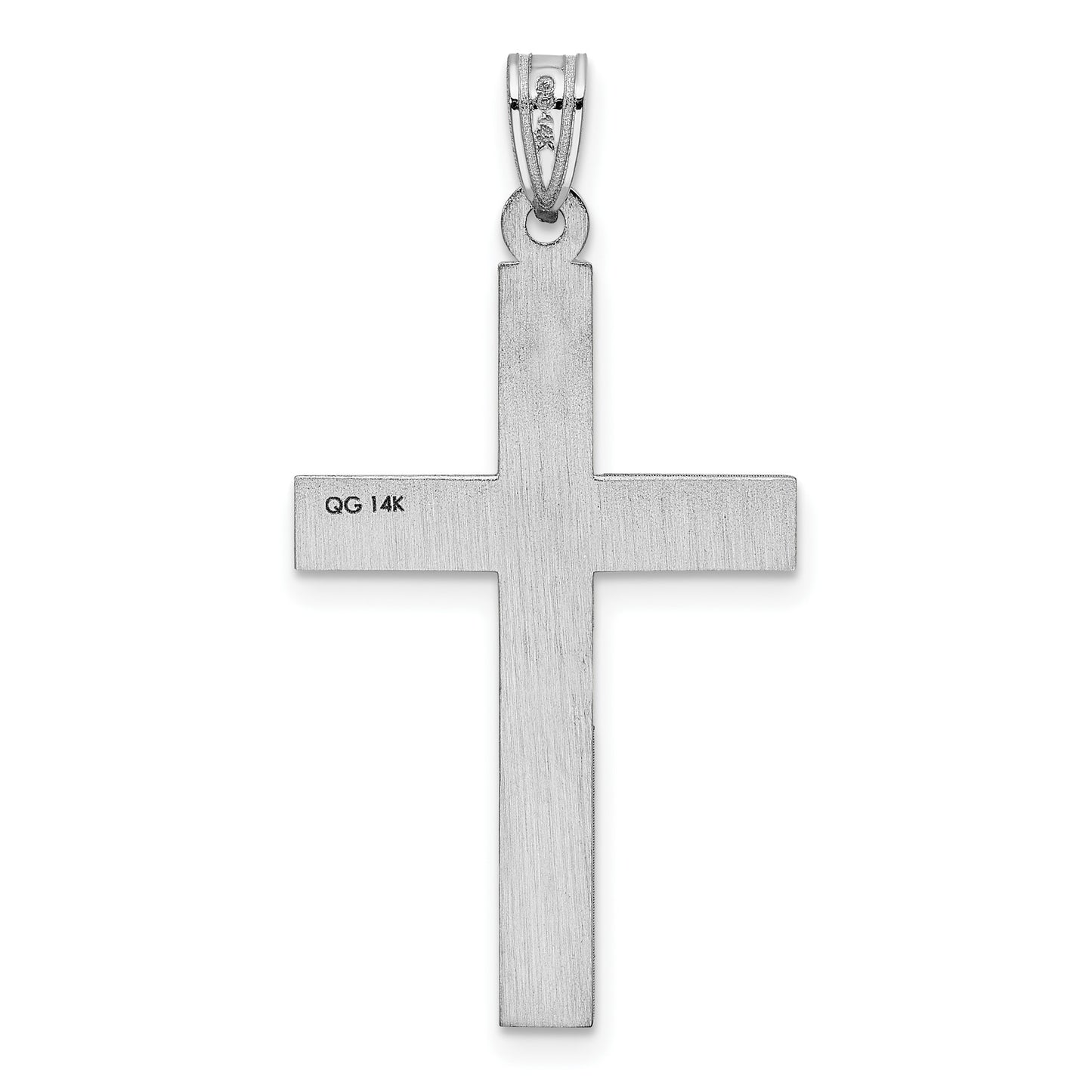 14k White Gold Laser Etched Cross Charm