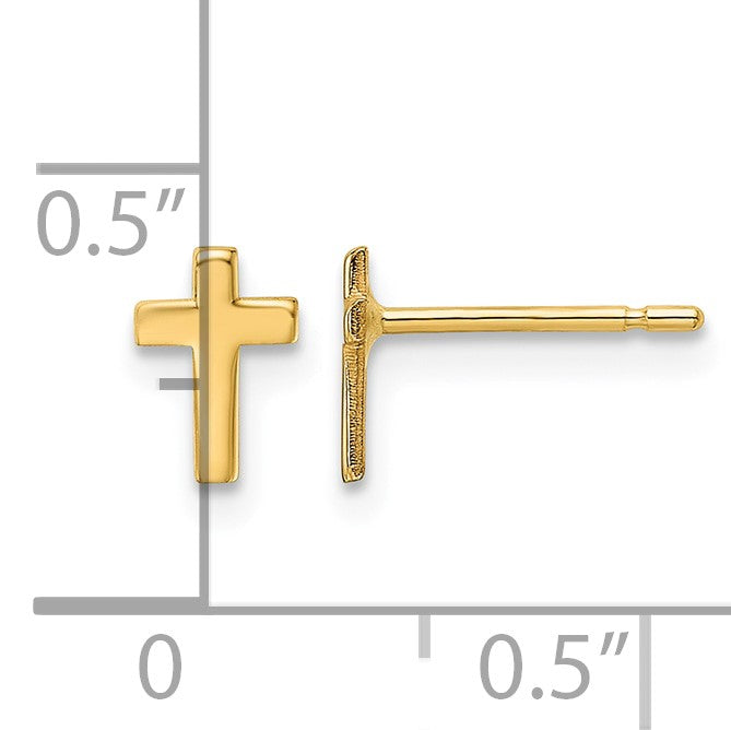 14k Polished Mini Cross Post Earrings