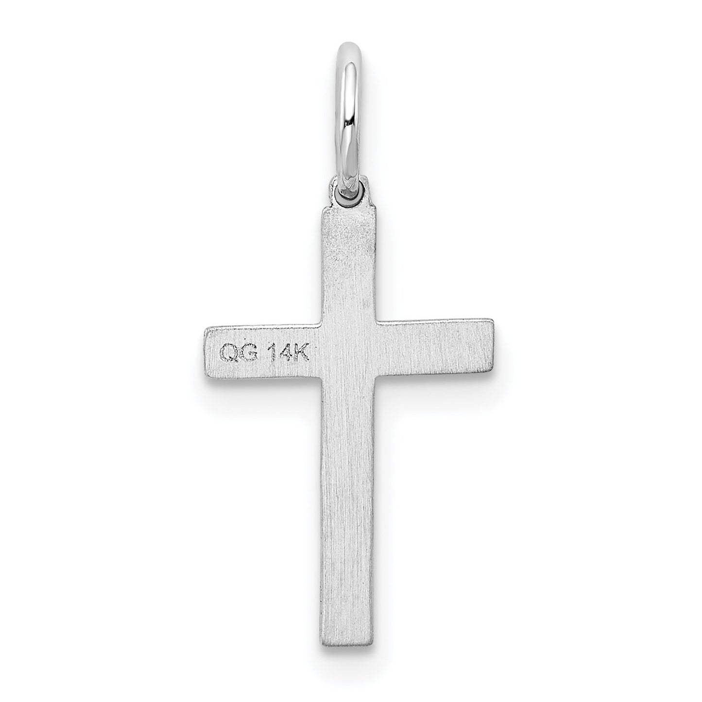 14K White Gold Laser Designed Cross Charm