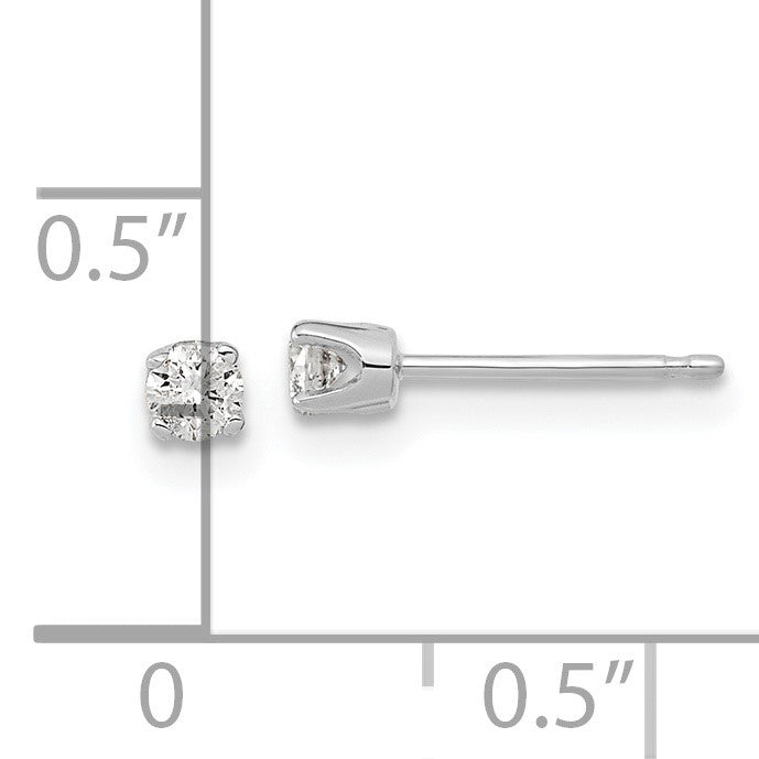 14k White Gold 1/20 carat Single Stud AA Diamond Earring
