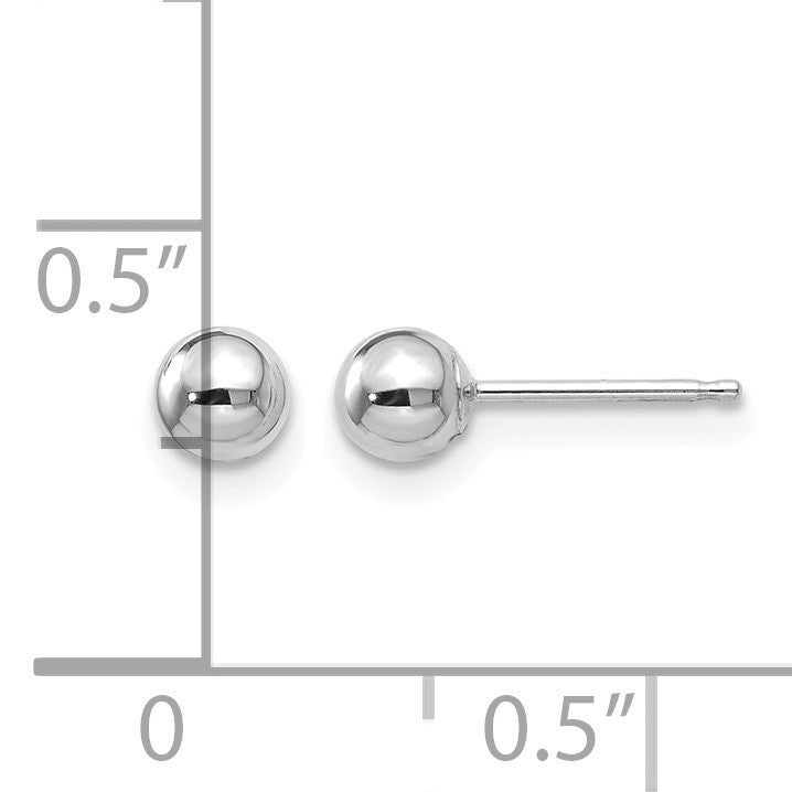 14k White Gold 4mm Polished Puffed Ball Post Earrings
