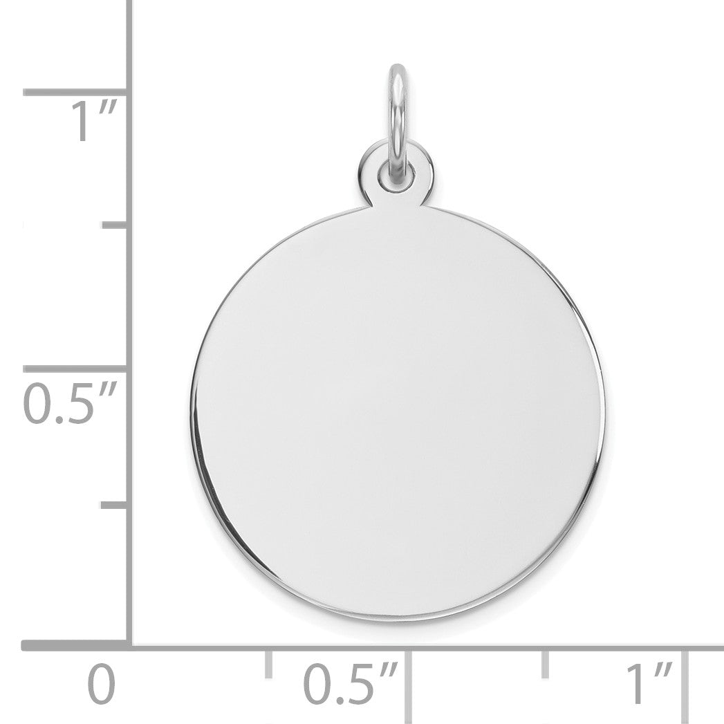 14k White Gold Plain .018 Gauge Round Engravable 19mm Disc Charm