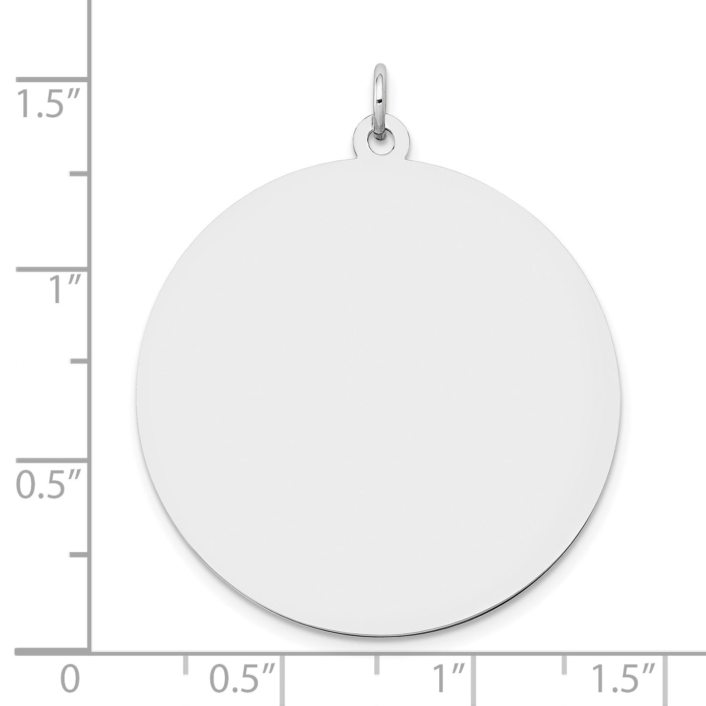 14K White Gold Plain .018 Gauge Round Engravable 32mm Disc Charm