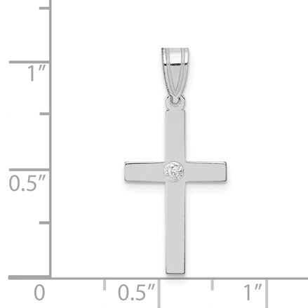 14k White Gold .01 carat Diamond Cross Pendant