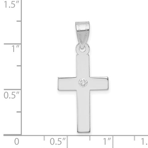14k White Gold .02 carat Diamond Cross Pendant