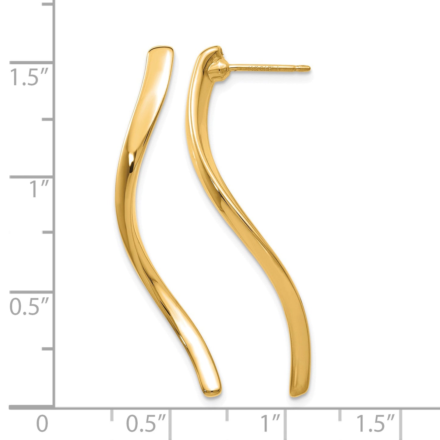 14k Polished Long Curled Post Earrings