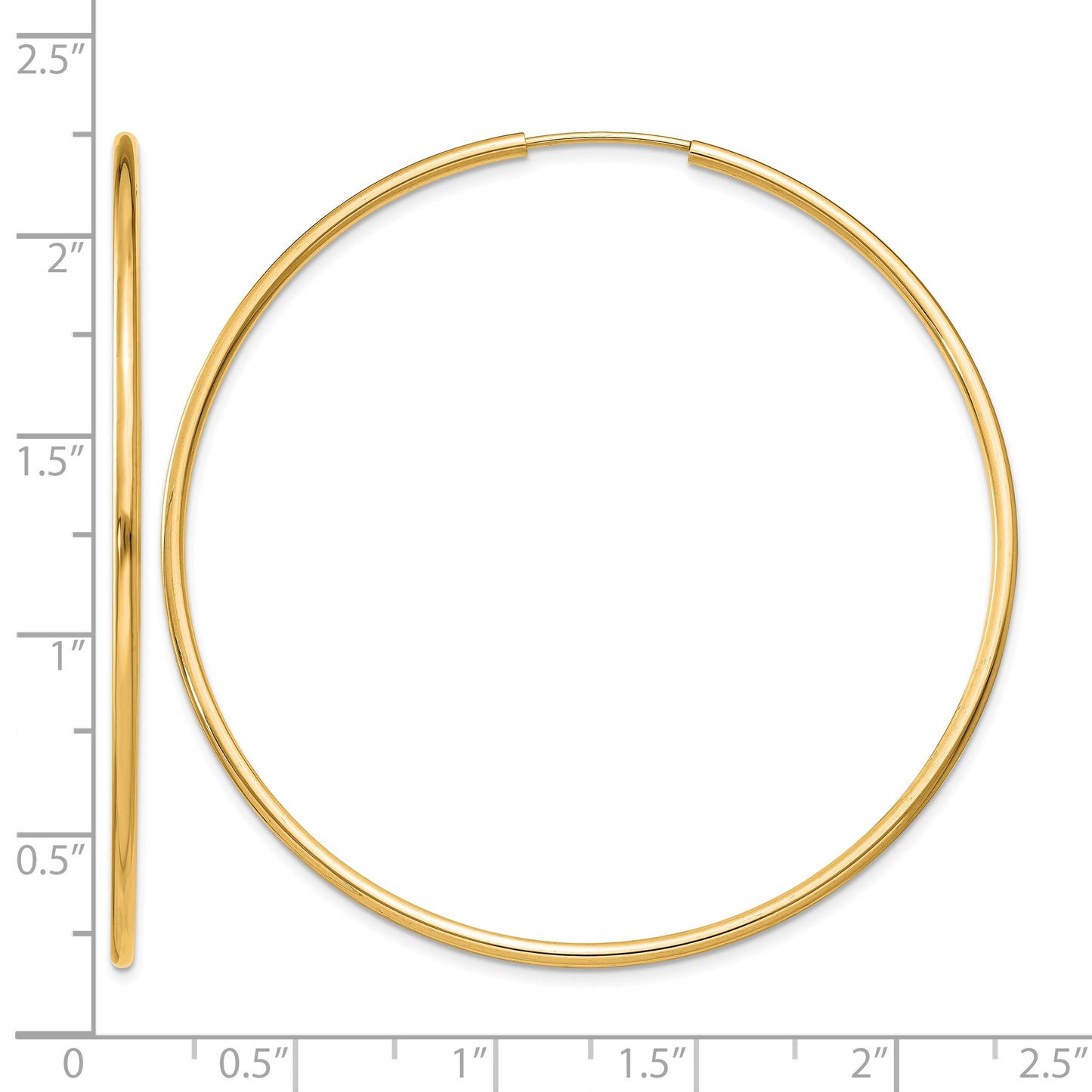14k 1.5x51mm Polished Round Endless Tube Hoop Earrings