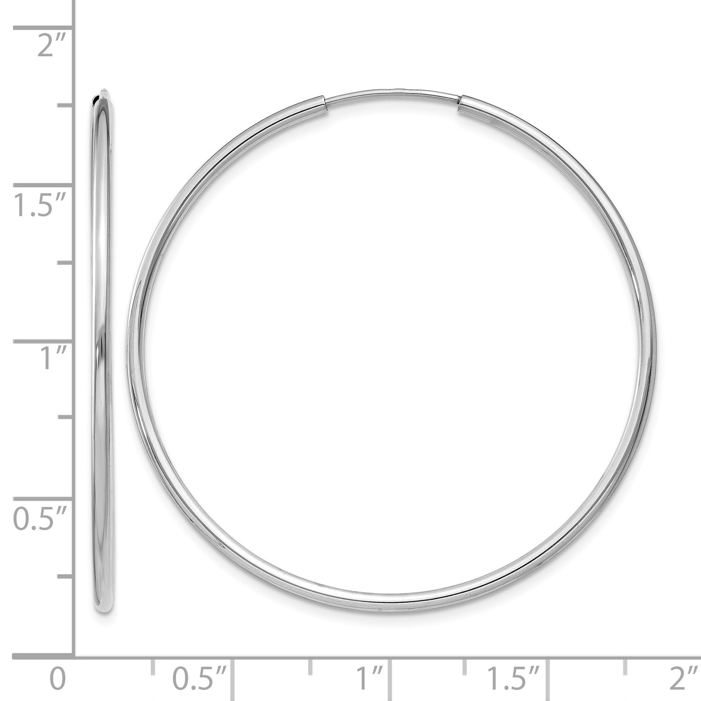 14k White Gold 1.5x40mm Polished Endless Tube Hoop Earrings