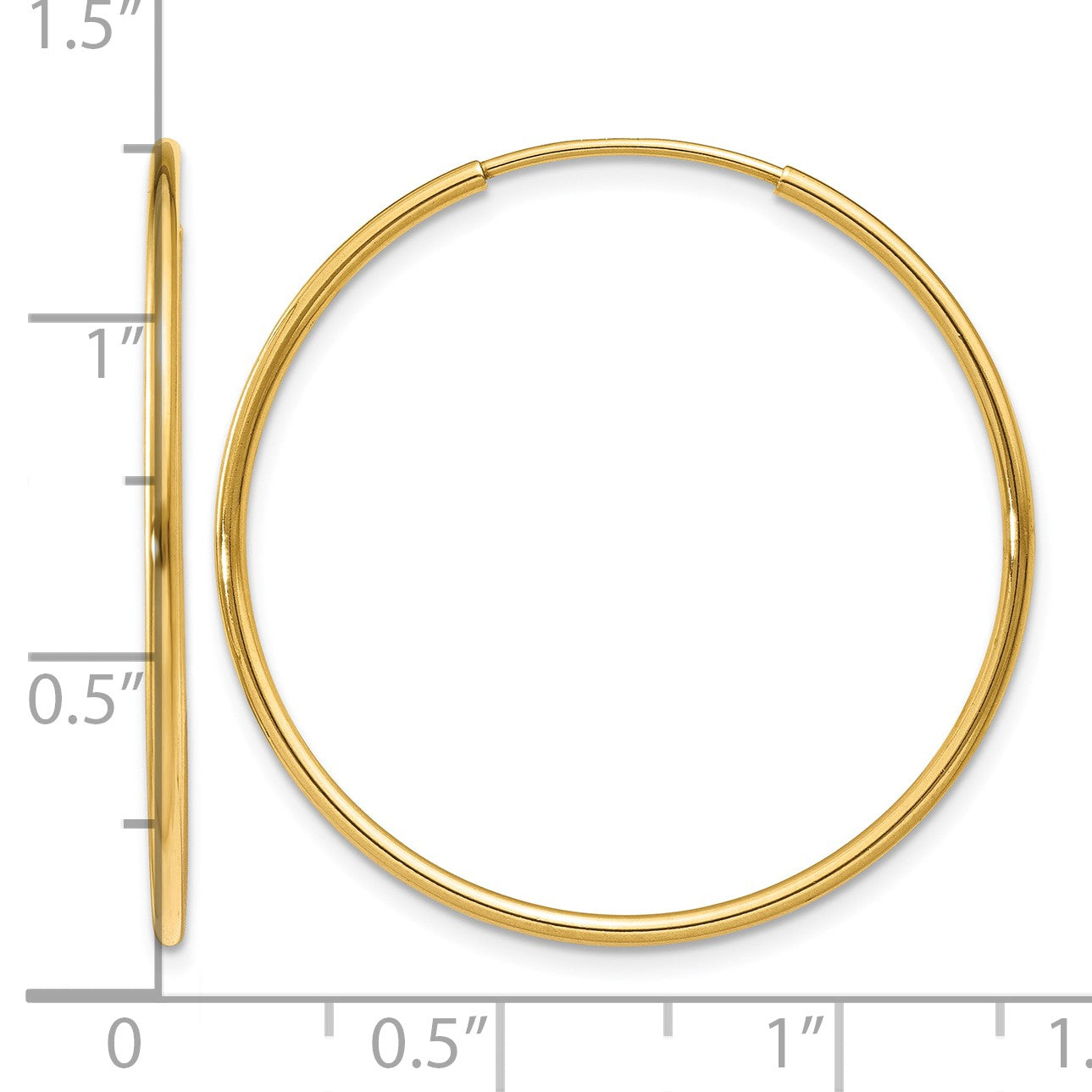 14k 1.2x30mm Polished Endless Tube Hoop Earrings