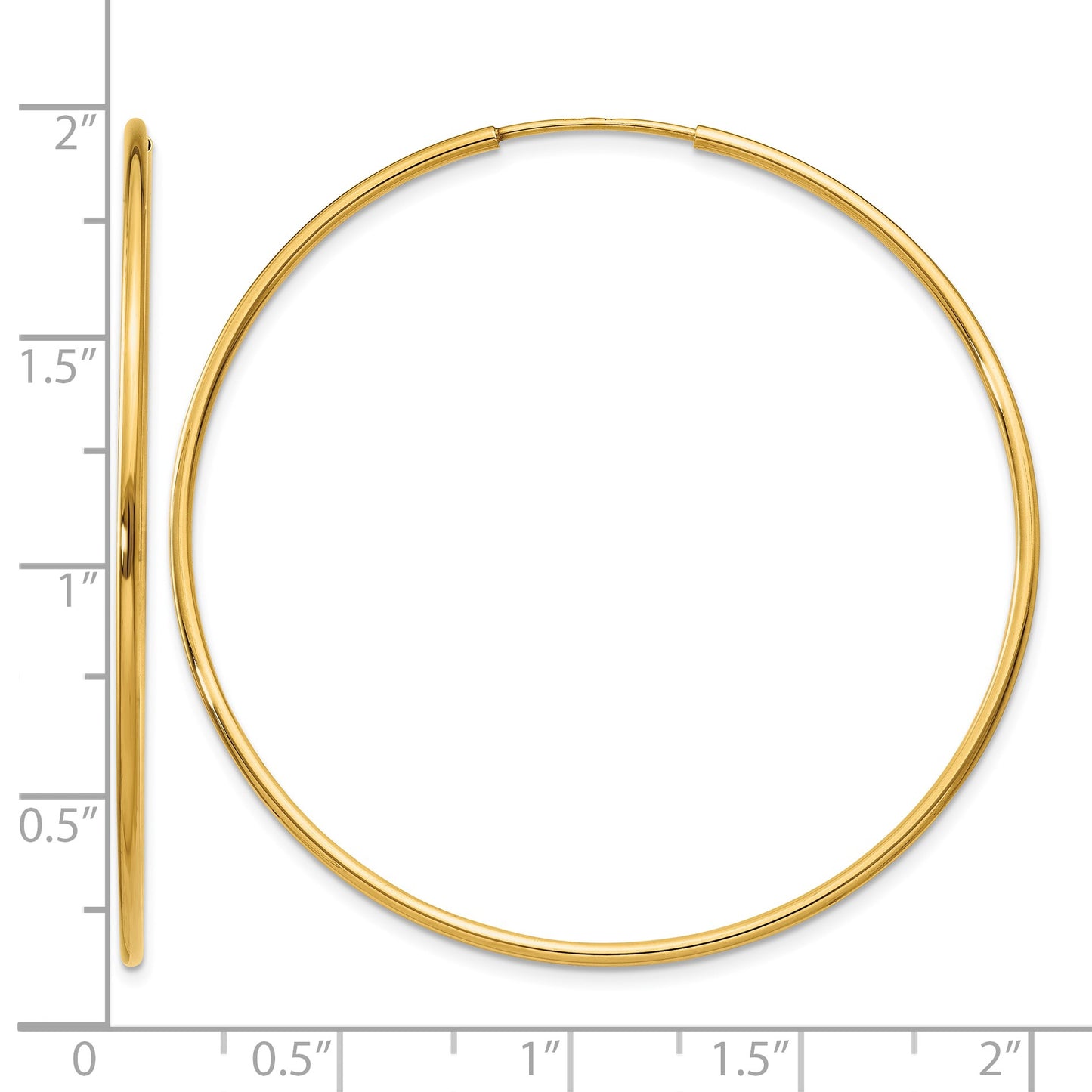 14k 1.2x46mm Polished Endless Tube Hoop Earrings