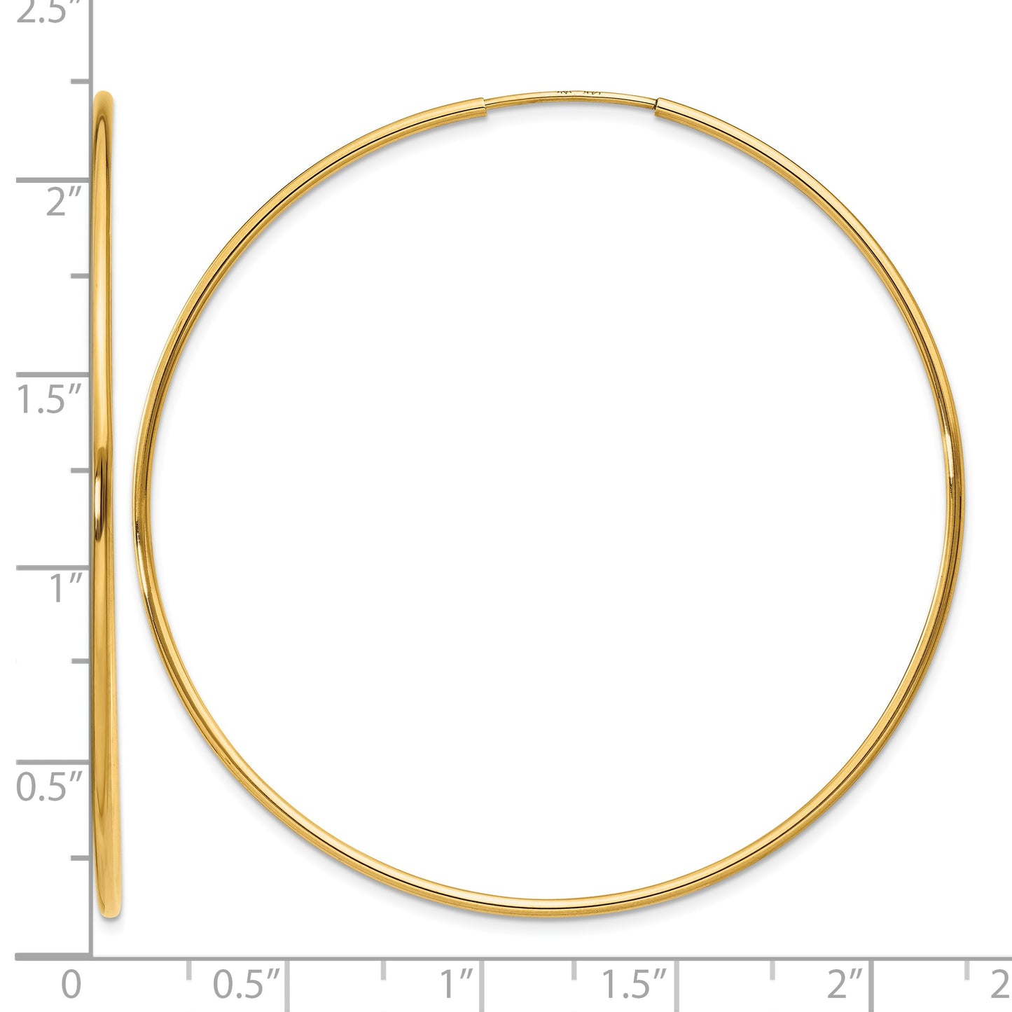 14k 1.2x54mm Polished Endless Tube Hoop Earrings
