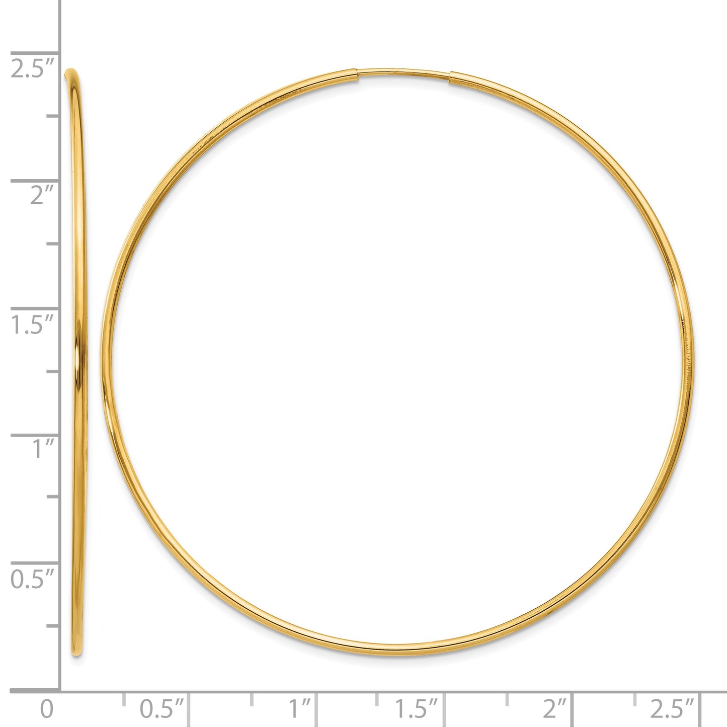 14k 1.2x60mm Polished Endless Tube Hoop Earrings