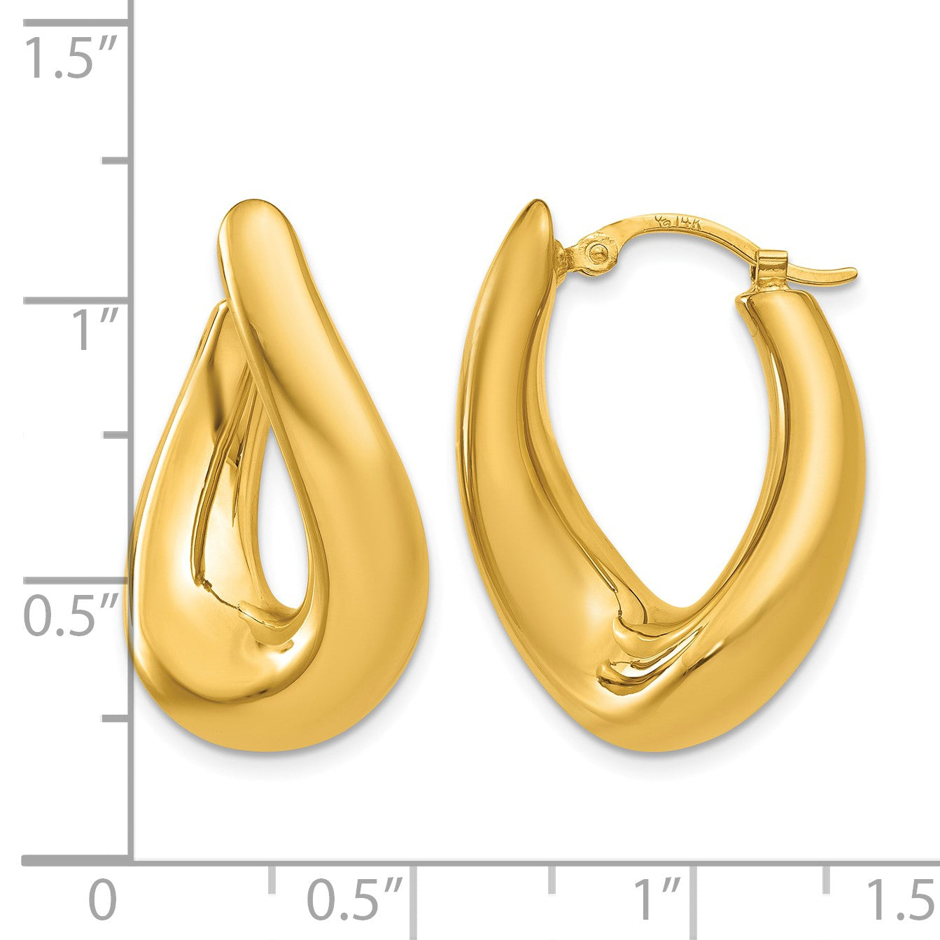14k Twisted Oval Hoop Earrings
