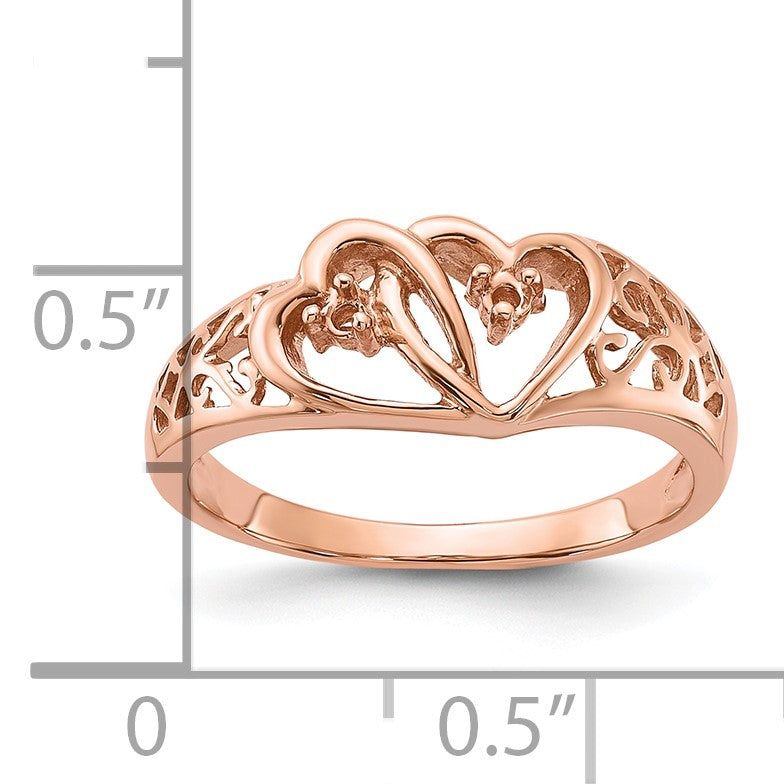 14k Rose Gold Polished .05ct. Diamond Heart Ring Mounting