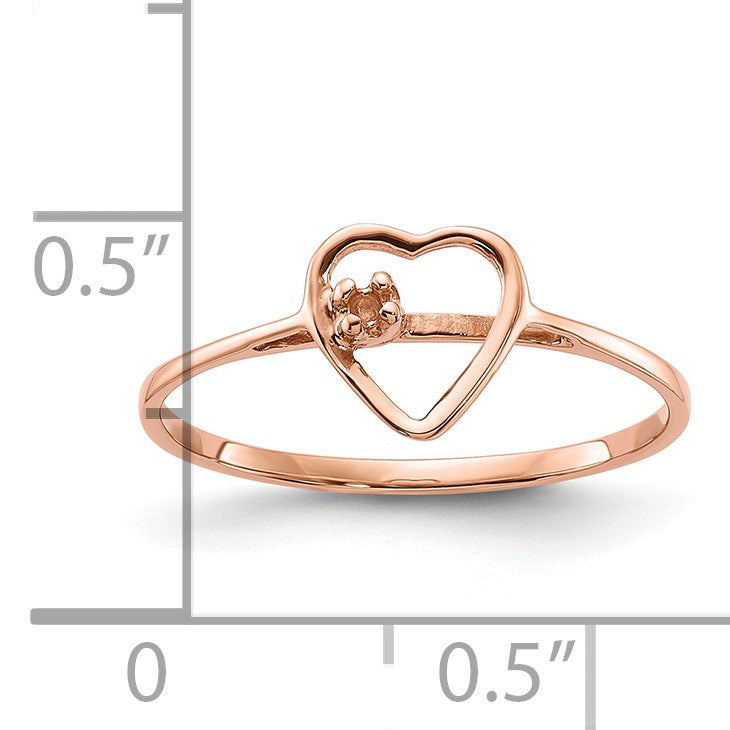 14k Rose Gold Polished .02ct. Diamond Heart Ring Mounting