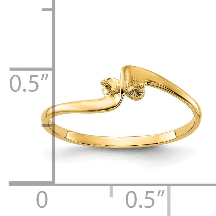 14k Polished Holds 2-3.0mm Pearls Ring Mounting