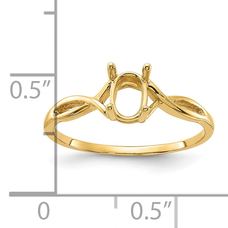14k Polished Holds 7x5 Oval Gemstone Ring Mounting