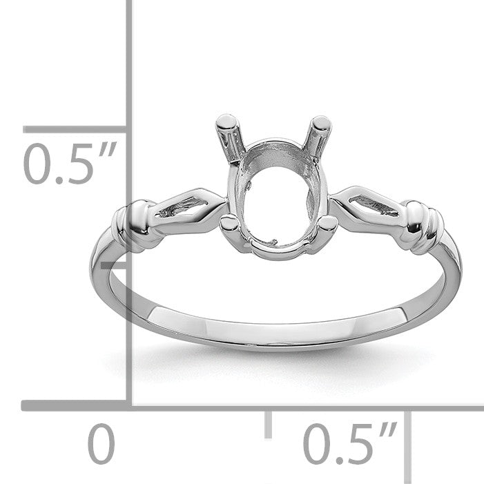 14k White Gold Holds 7x5mm Oval Gemstone Ring Mounting