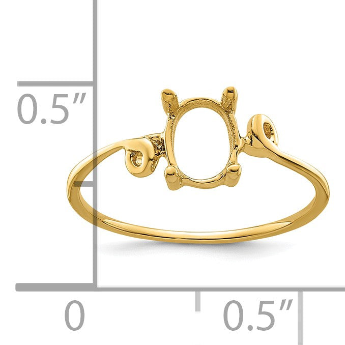 14k Holds 7x5mm Oval Gemstone Twist Ring Mounting