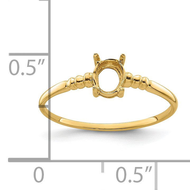 14k Holds 6x4mm Oval Gemstone Ring Mounting
