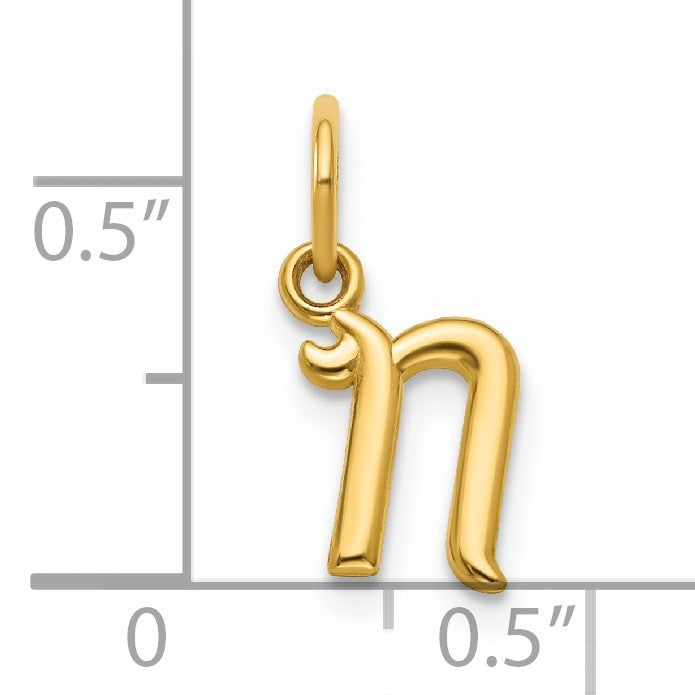 14k Yellow Gold Letter N Initial Charm
