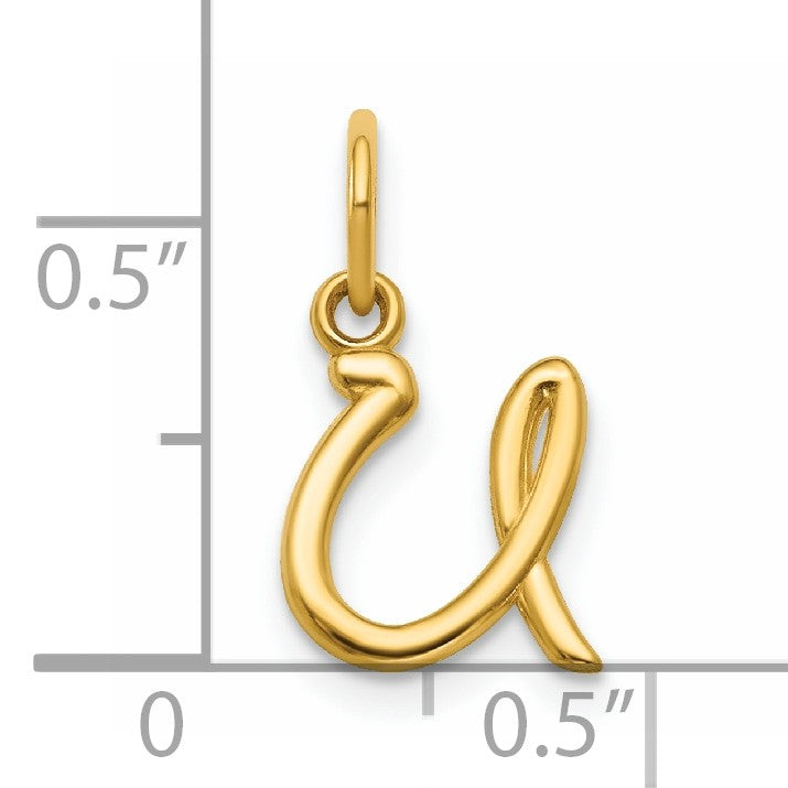 14k Yellow Gold Letter U Initial Charm