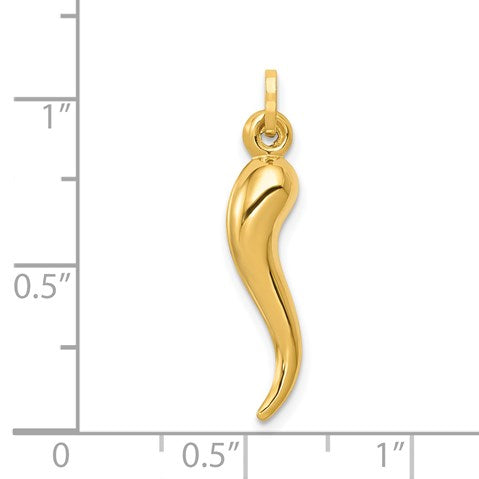 14k Hollow 3-D Italian Horn Charm