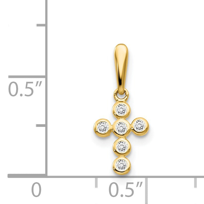 14k CZ Cross Childrens Pendant