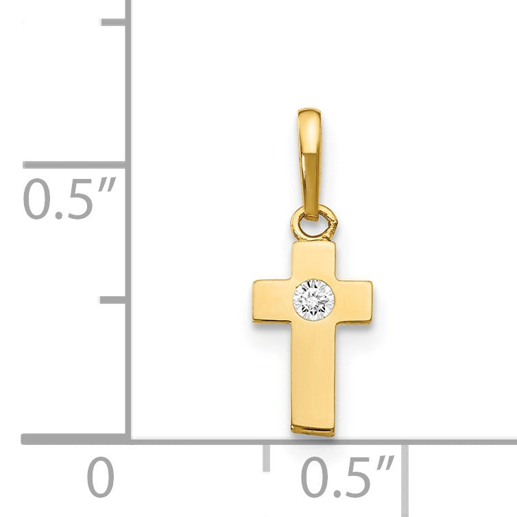 14k CZ Cross Childrens Pendant