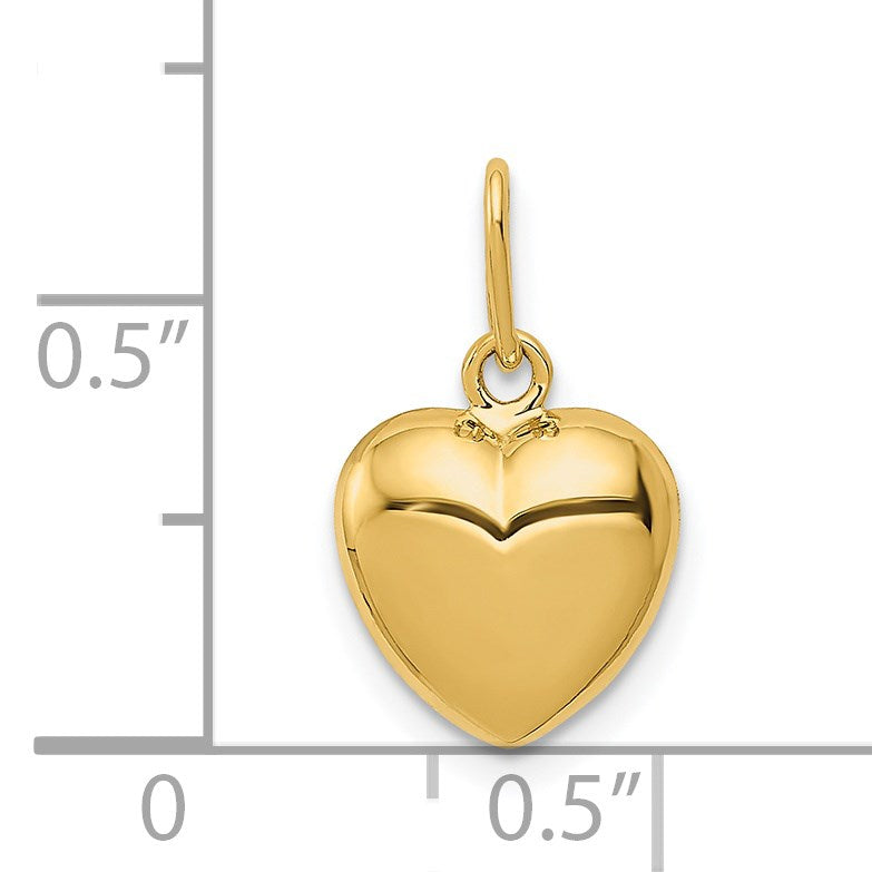 14K Polished 3-D Puffed Heart Charm