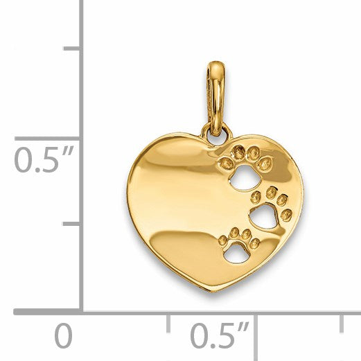 14k Heart with Pawprints Childrens Pendant