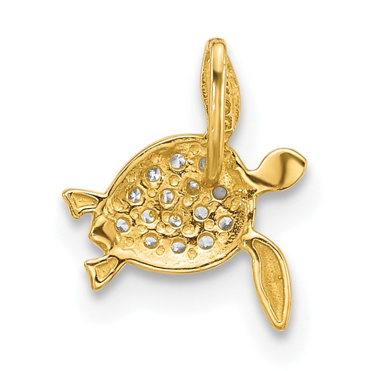 14k CZ Sea Turtle Childrens Chain Slide