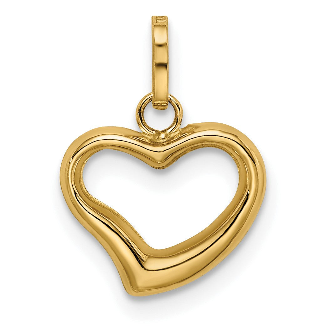 14k Polished Cut-out Puffed Heart Charm