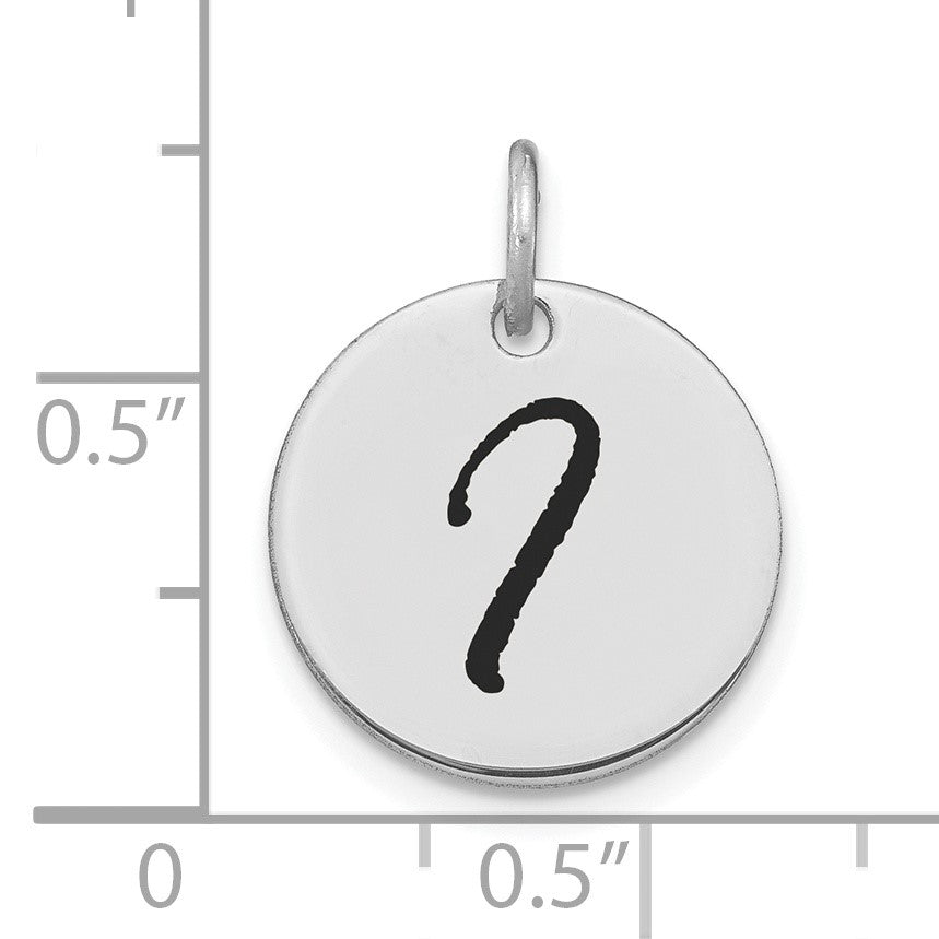 14kw Polished Black Enamel Letter I Initial Disk Charm