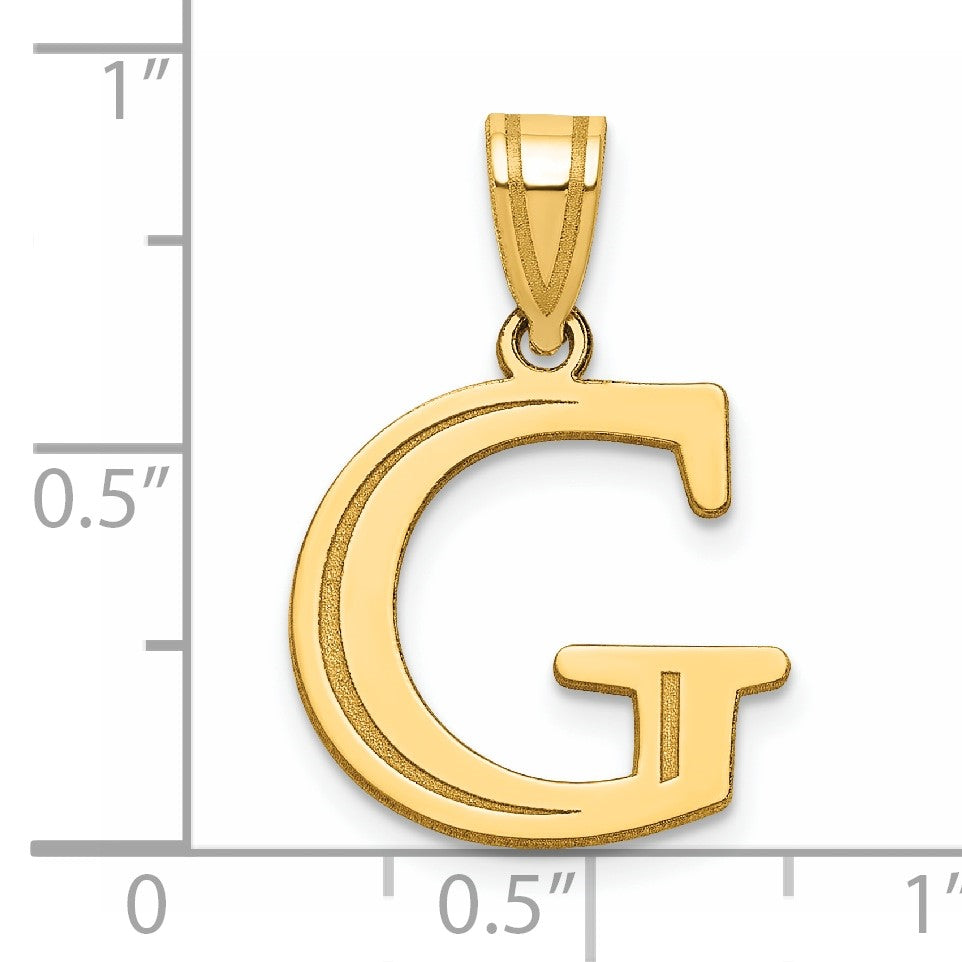 14k Polished Etched Letter G Initial Pendant