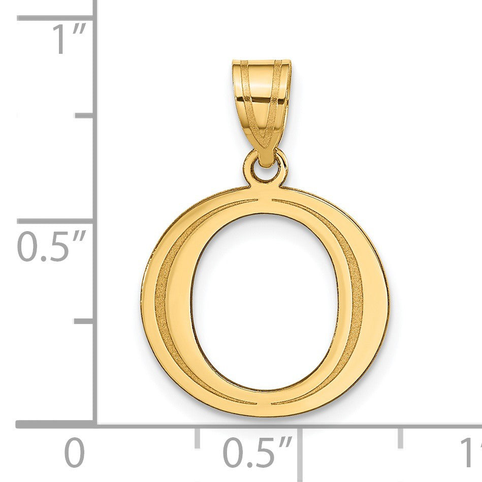 14k Polished Etched Letter O Initial Pendant