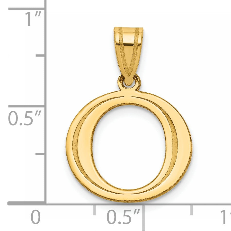 14k Polished Etched Letter O Initial Pendant