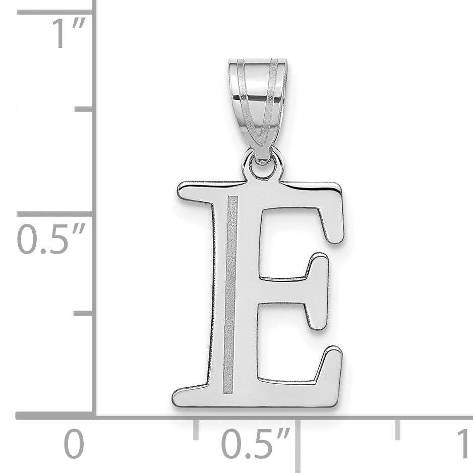 14kw Polished Etched Letter E Initial Pendant