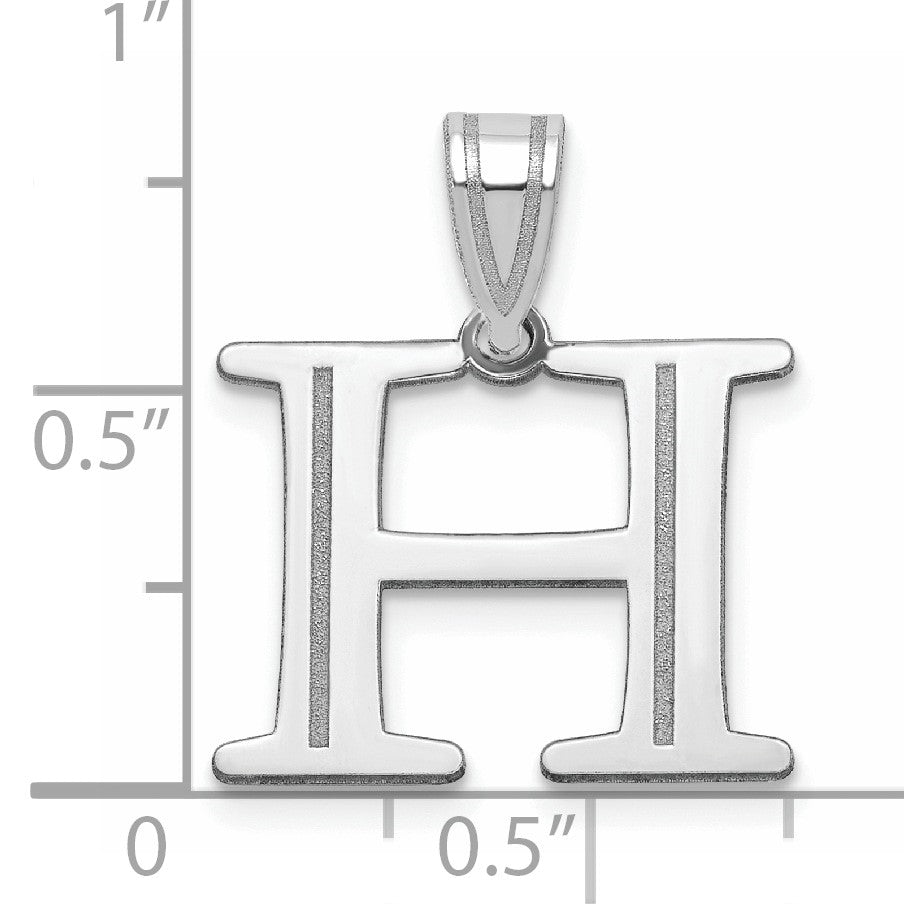 14kw Polished Etched Letter H Initial Pendant